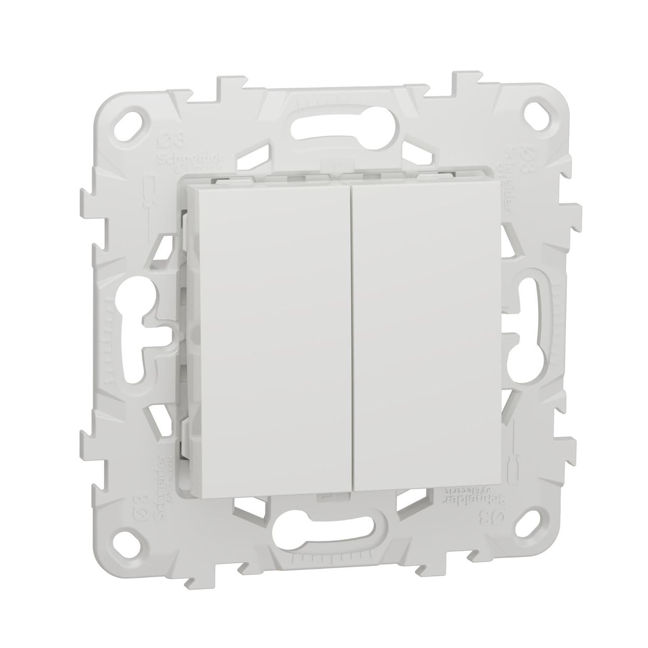 Выключатель Schneider Electric Unica New PC 2-клавишный 74,5х74,5х34,25 мм Белый (NU521118)