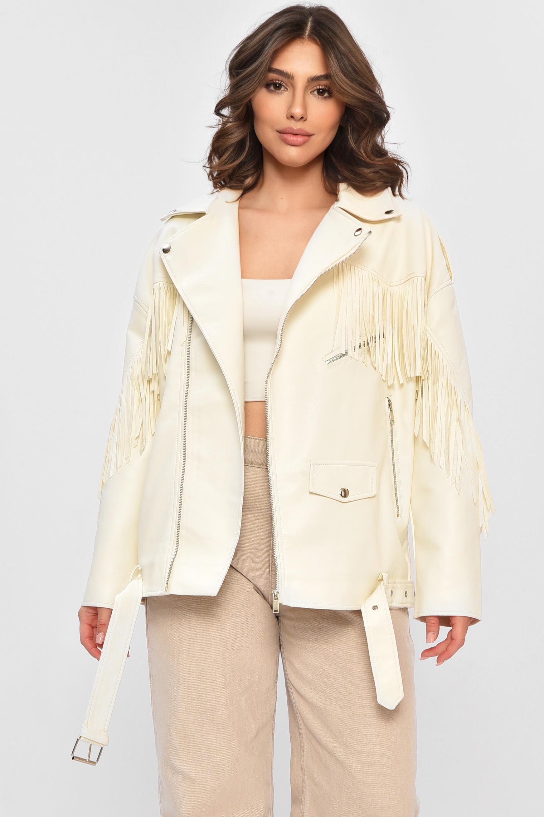 Куртка-косуха жіноча з екошкіри L Білий (203776)