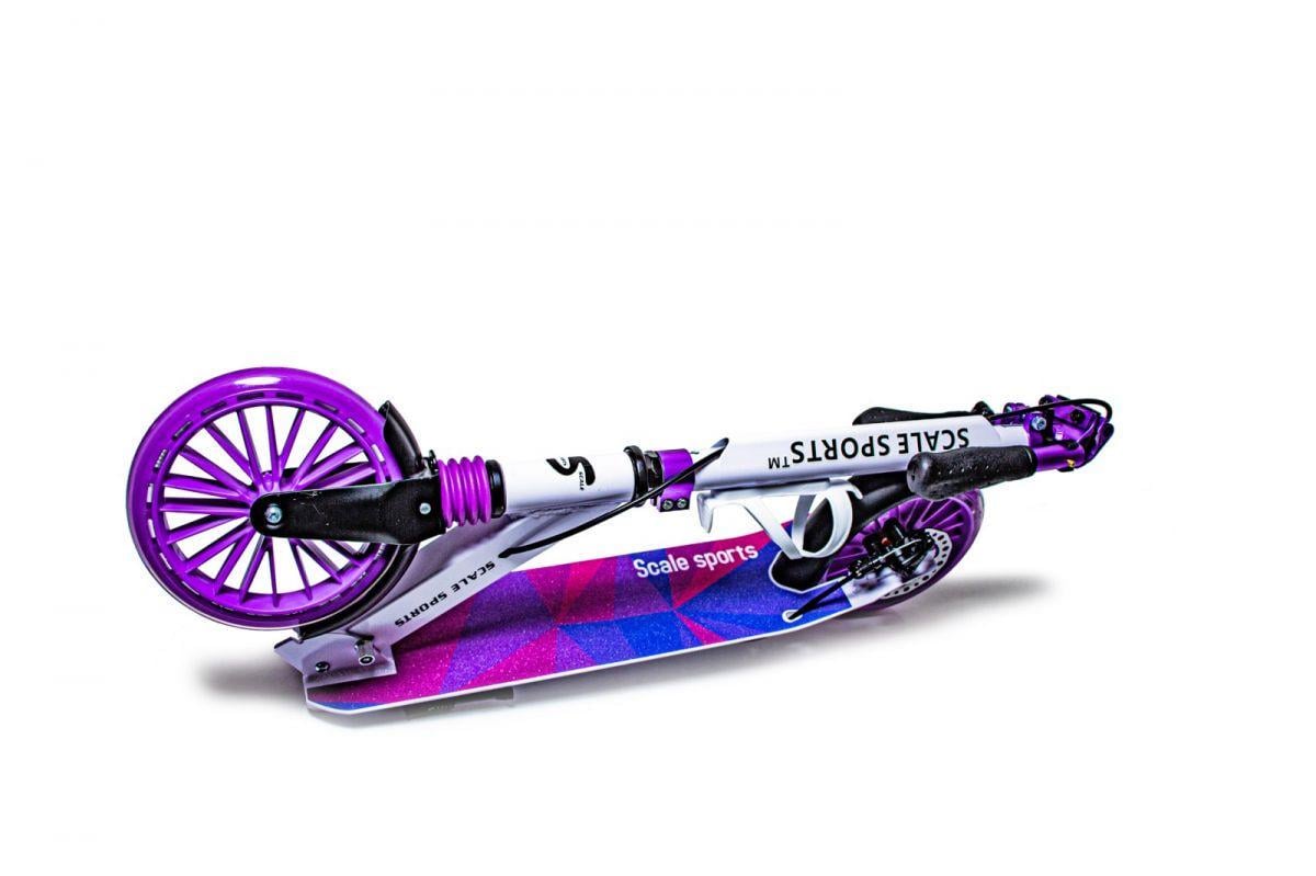Самокат металлический Scale Sports SS-23 с дисковым тормозом и LED-фонарем Фиолетовый (2489493605) - фото 8 Самокат металлический Scale Sports SS-23 с дисковым тормозом и LED-фонарем Фиолетовый (2489493605) - фото 8
