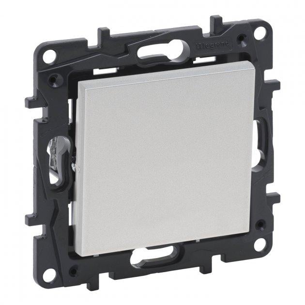 Вимикач без фіксації 1-клавішний Legrand 863309 Niloe Step 6A пластик Алюміній (11711594)