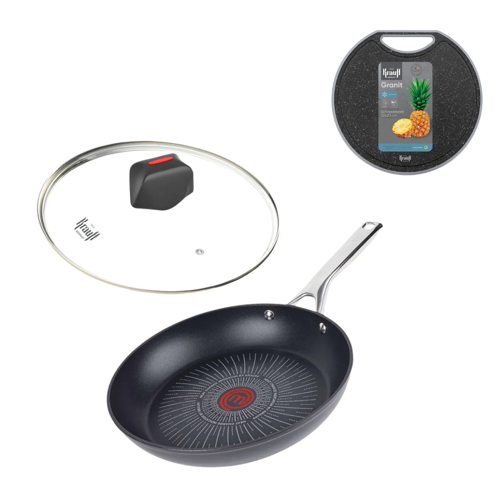 Сковорідка Krauff Master Chef 24 см з кришкою та обробною дошкою Granit (55-333-532)