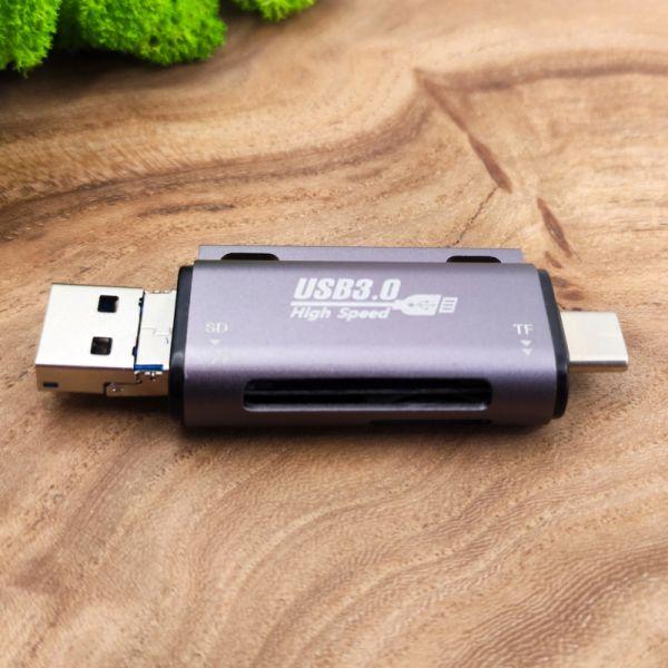 Кардридер USB 3.0/Micro-USB/Type-C на SD/MicroSD - фото 3