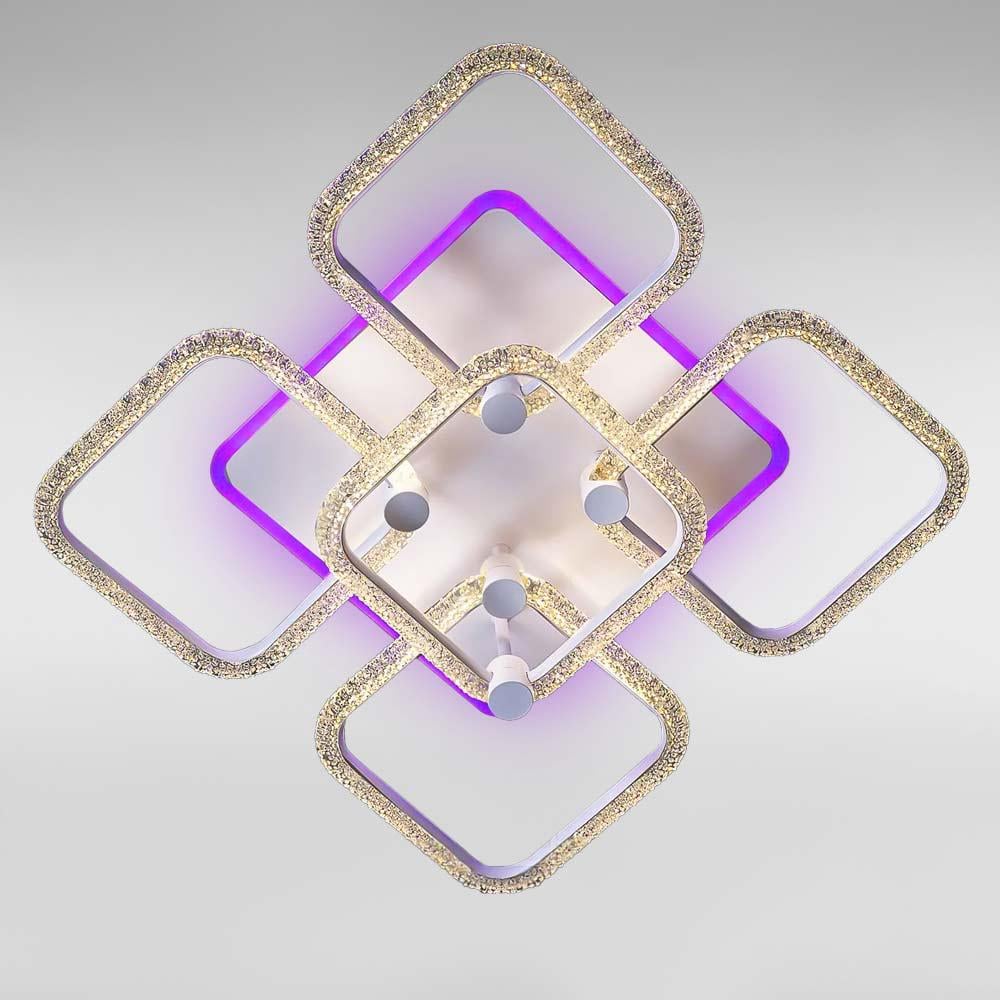 Люстра потолочная светодиодная Light House SC-19369/4/1C WH PK/BU/PL 120W/26W 2,4G 500х500х150 мм Белый