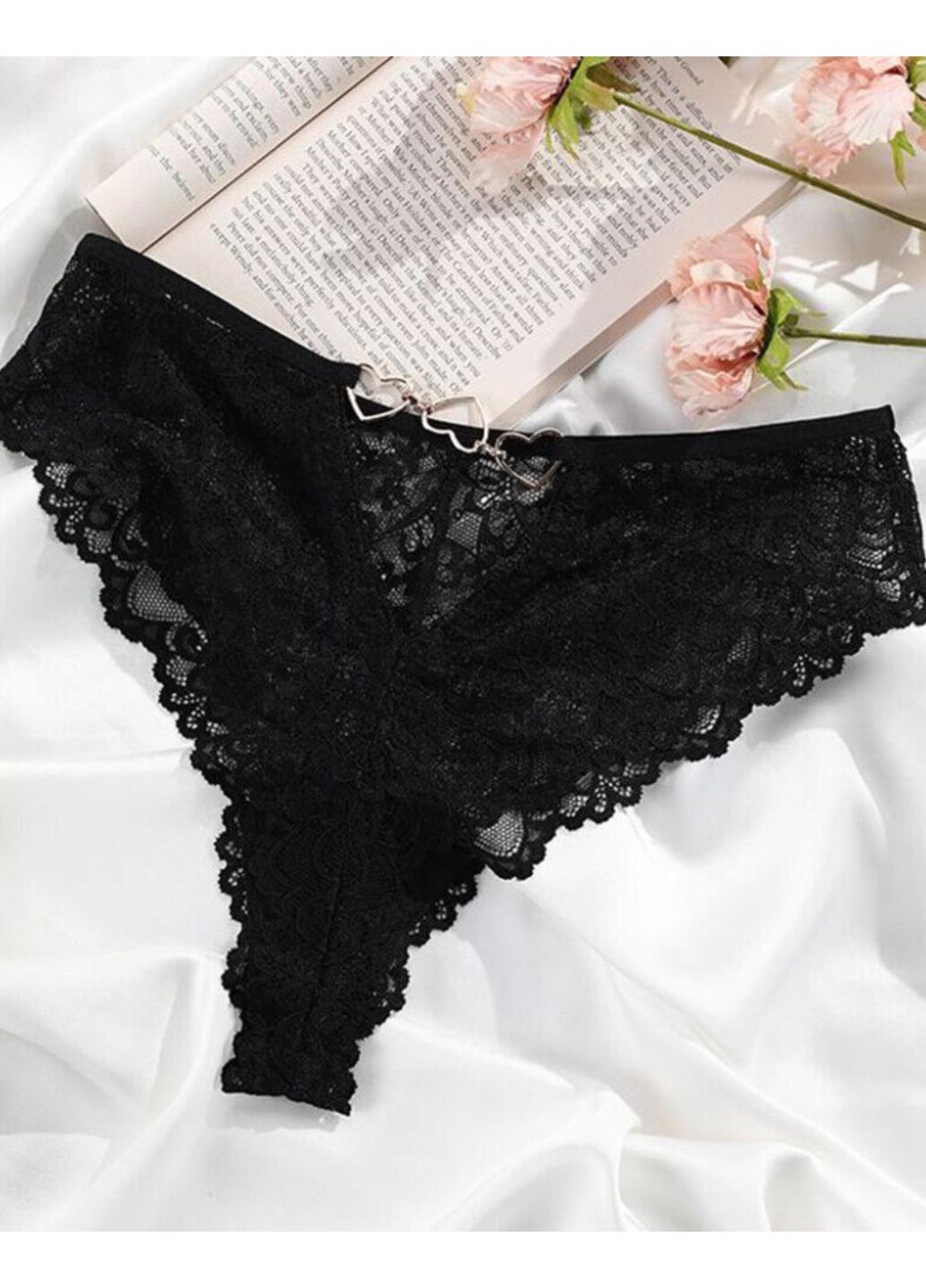 Трусики бразилианы Three Hearts 966-48 с высокой посадкой р. 50-52/XL Черный