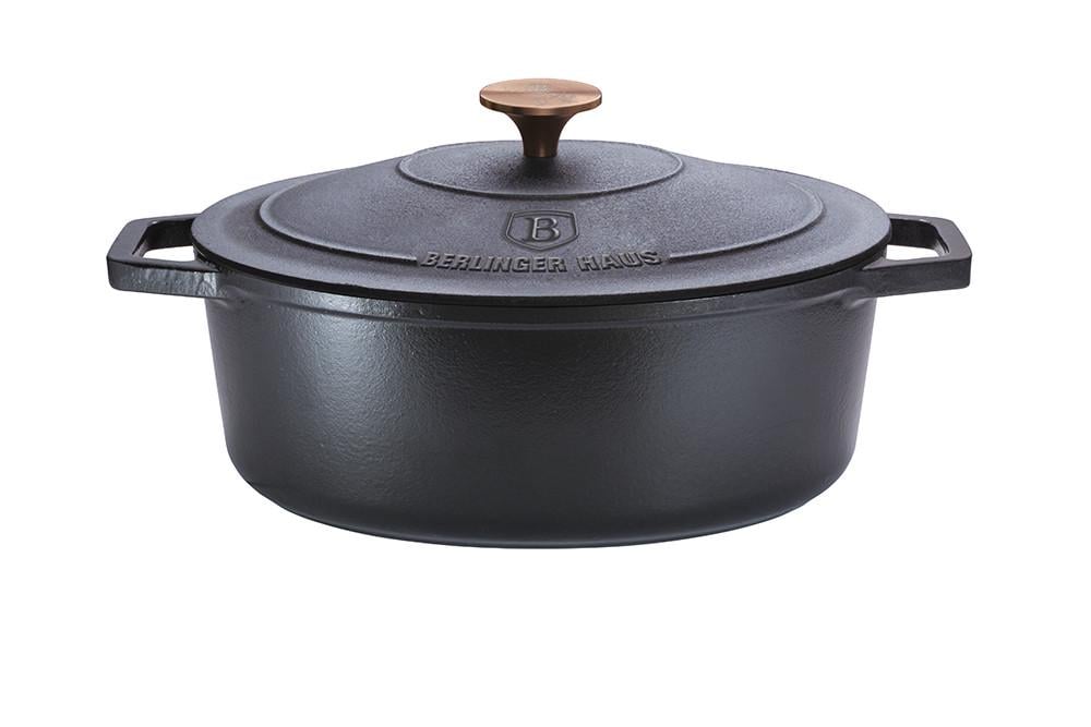 Каструля чавунна Berlinger Haus Black Rose Collection з емалевим антипригарним покриттям для будь-яких плит і духовки 32х23 см 5,56 л (2793261956)