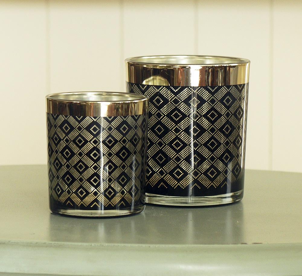 Набір 2-х свічників Олівер чорне скло h8-10см Гранд Презент 1017291-3 ромб