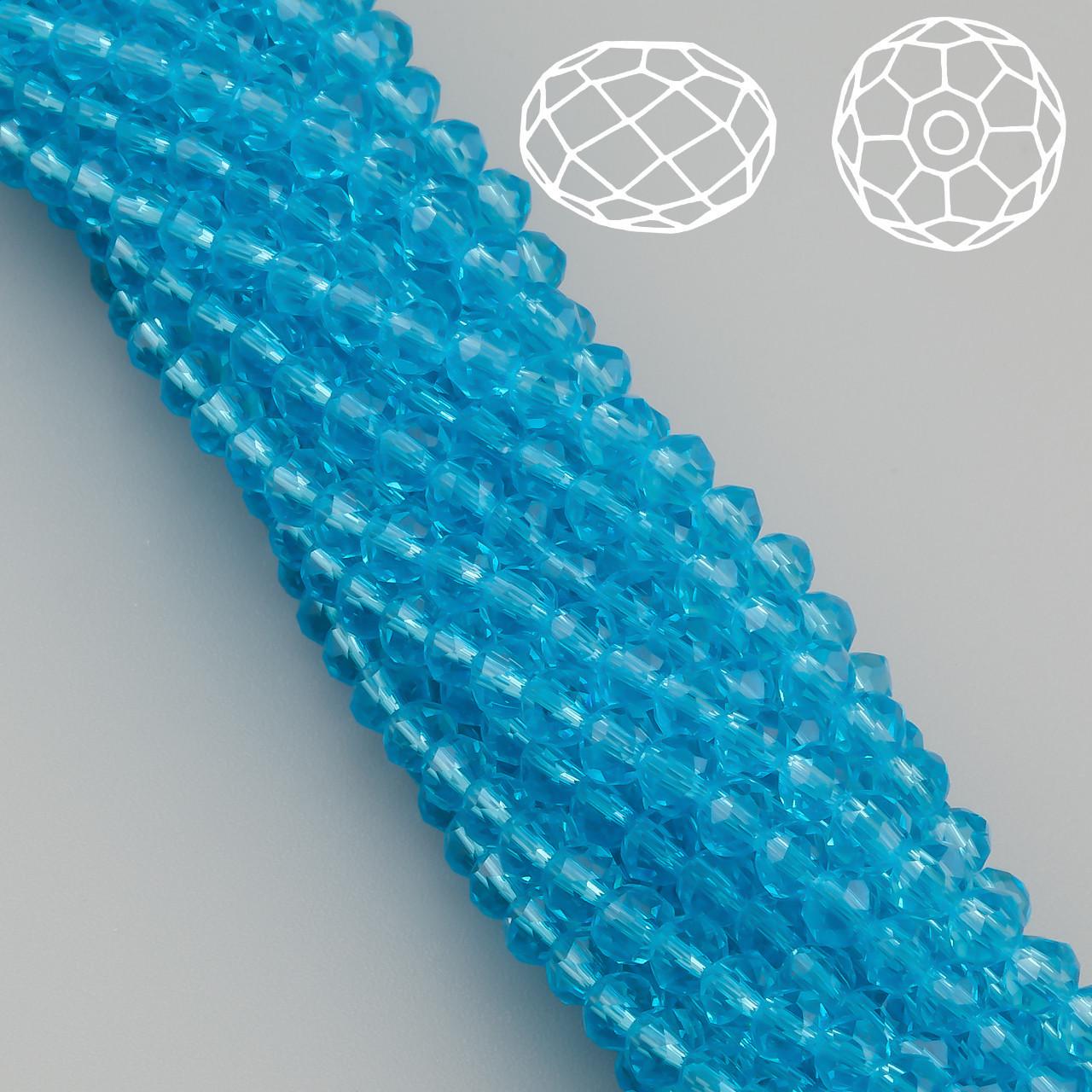 Бусины Swarovski огранка рондель 6х4,8 мм 40 см 85 шт. Голубой/Прозрачный (БС6004а21) - фото 2