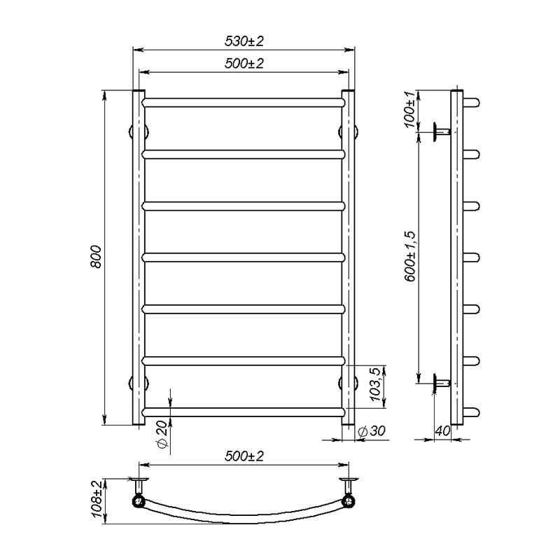 Полотенцесушитель Onlyheat Oria 500/800/7 (68000) - фото 3 Полотенцесушитель Onlyheat Oria 500/800/7 (68000) - фото 3