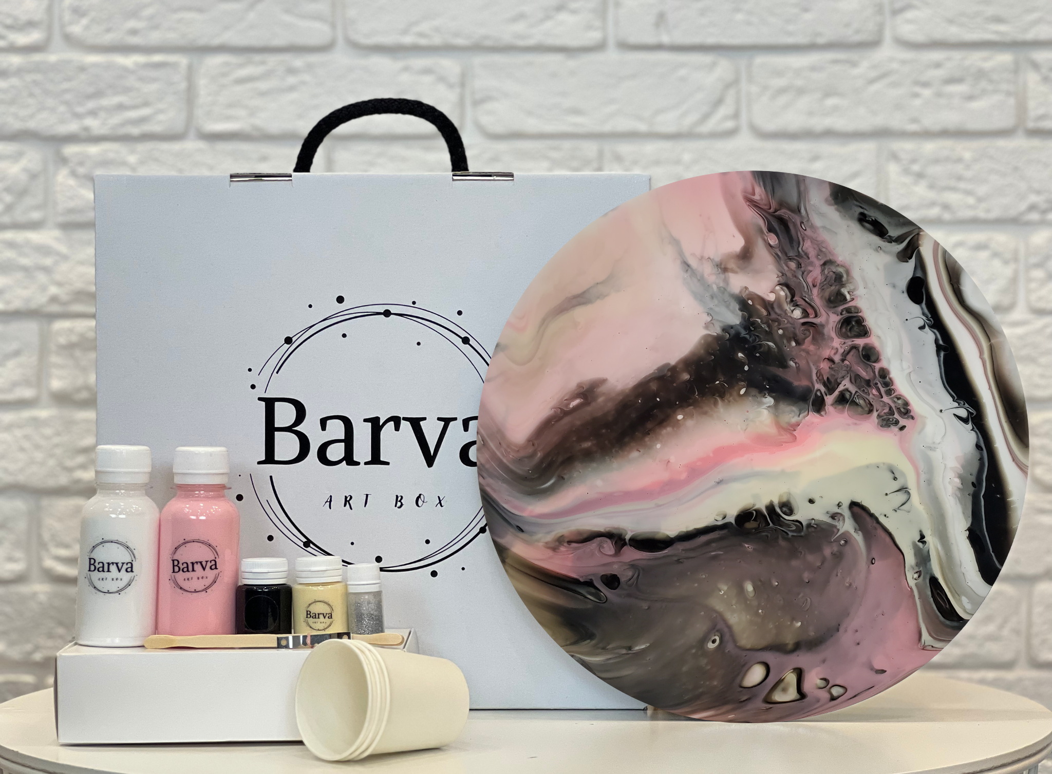 Подарунковий набір для створення картини Barva art box "Збавливість" у техніці абстрактного живопису коло 30 см (1669399873388)