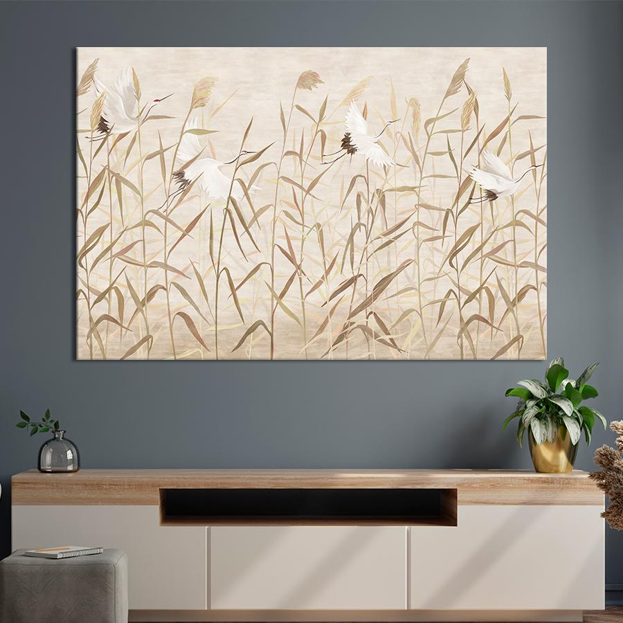 Картина на холсте Белые журавли 80x54 см (V294-1_L)