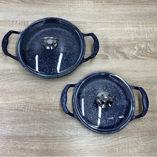 Набор омлетниц с крышкой OMS алюминиевая с антипригарным покрытием 18/22 см Черный (33347562)