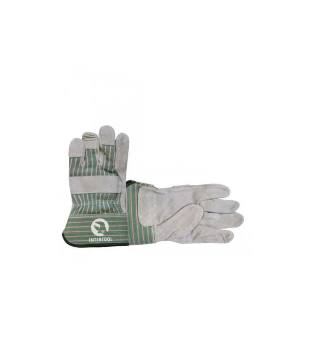 Рукавичка Intertool SP-0151W замшева із цільного матеріалу з коттоновими вставками манжет гумовий 120 пар 10,5"