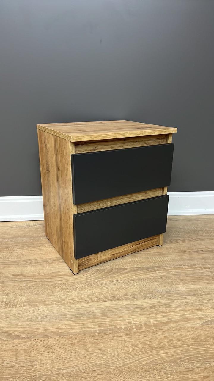 Тумба приліжкова Кватро 2 шухляди 400х480х340 мм Дуб Аппалачі/Антрацитовий - фото 4