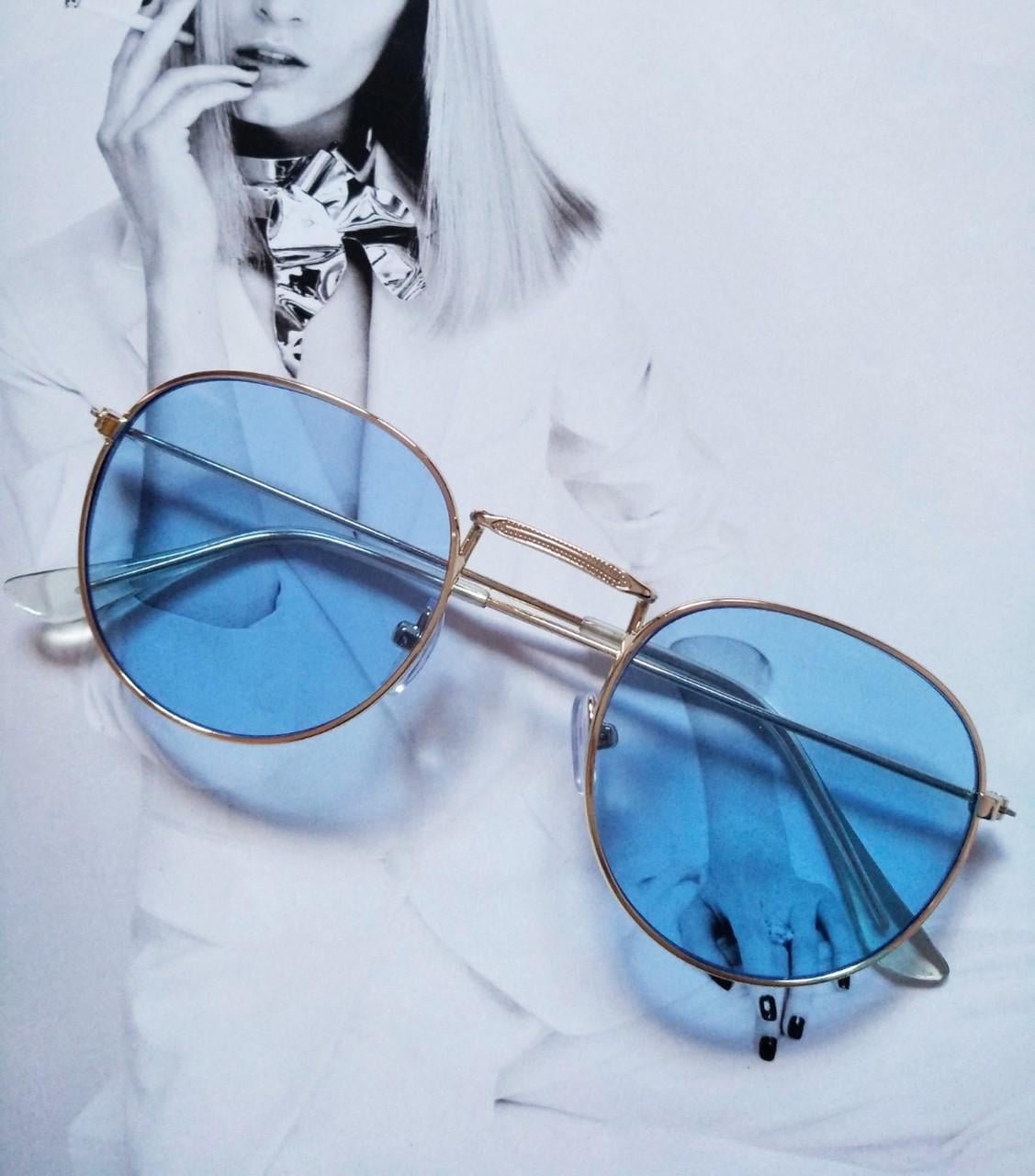 Солнцезащитные ретро очки Голубой