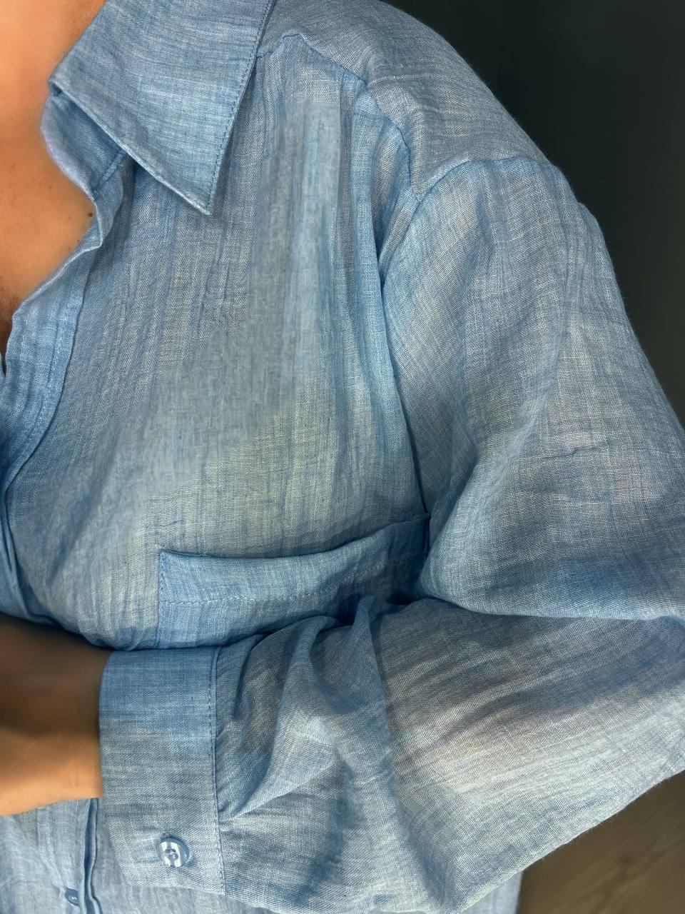 Рубашка женская Xingyue 388 с карманом жатка OS Голубой (26730536) - фото 8