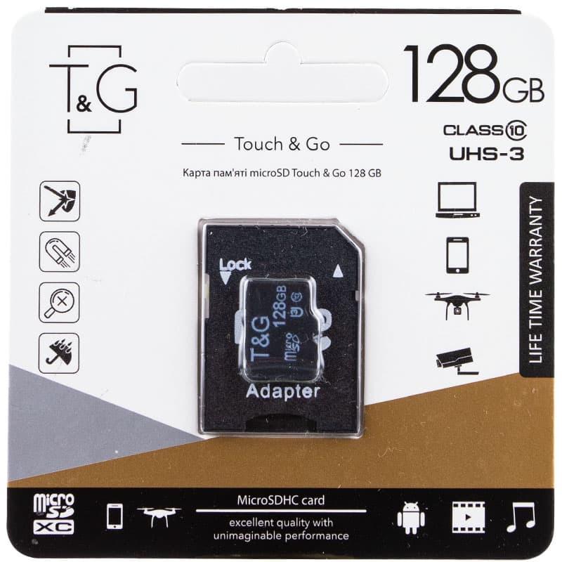 Карта пам'яті T&G microSDHC class 10 з адаптером 128 GB Чорний (00000035480_1)