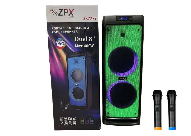 Колонка ZPX-7779 partybox аккумуляторная c радиомикрофонами 400W USB/BT/FM/TWS (26500724) Колонка ZPX-7779 partybox аккумуляторная c радиомикрофонами 400W USB/BT/FM/TWS (26500724)