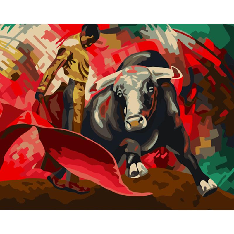 Картина по номерам Strateg Премиум Выступление родео с лаком и уровнем 40x50 см (GS1514)