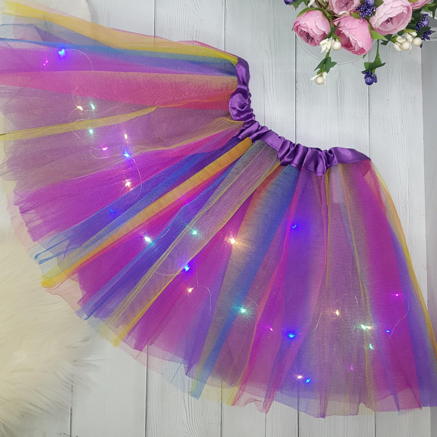 Юбка с диодной подсветкой фатиновая 3-12 лет. Радужно-фиолетовый (2354983812)