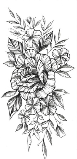 Тату тимчасове водостійке 3D велике Красиві квіти BK-025 18х8,5 см (4419421)