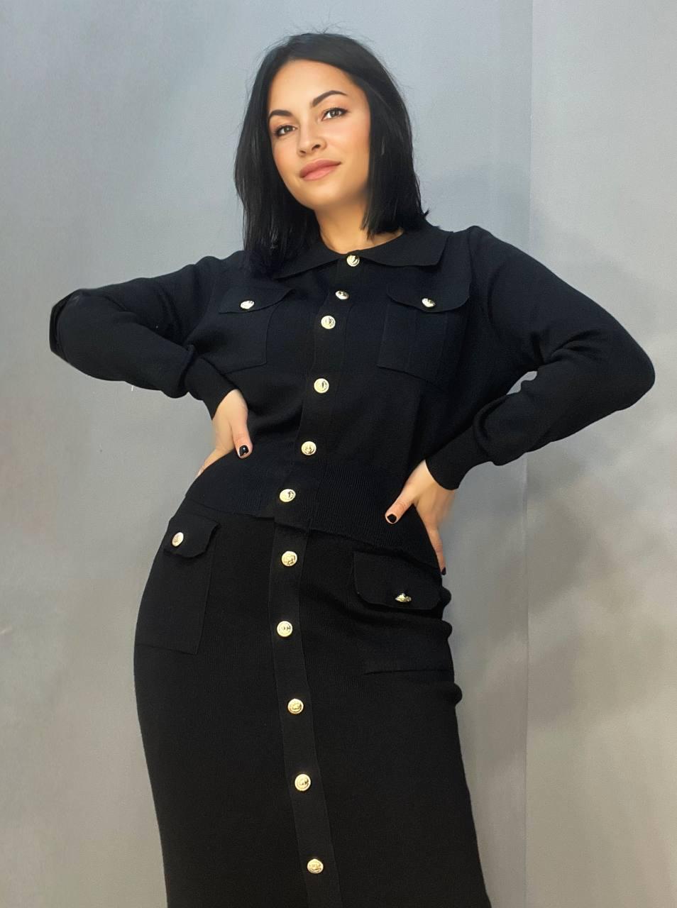 Костюм жіночий De Red 8672 кардиган та спідниця OS Чорний (3205) - фото 5 Костюм жіночий De Red 8672 кардиган та спідниця OS Чорний (3205) - фото 5