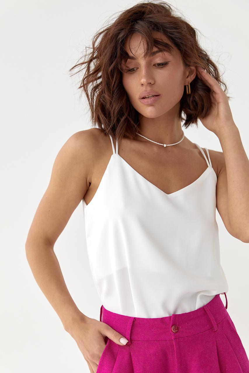 Топ женский атласный на бретелях XS Белый (10905174) Топ женский атласный на бретелях XS Белый (10905174)