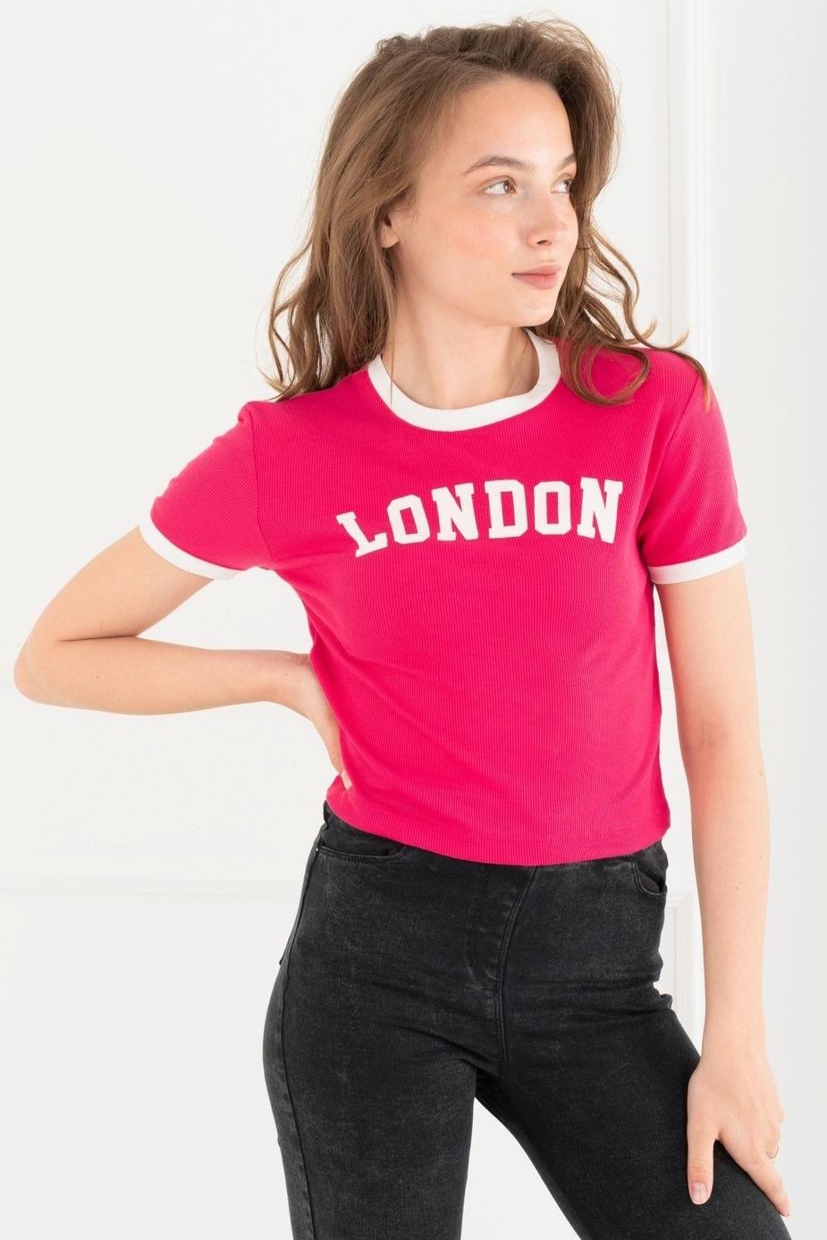 Футболка жіноча в рубчик р. 40 Рожевий (180222)