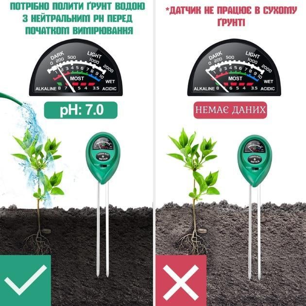 Аналізатор ґрунту Hoimc 3в1 кислотності/pH вологості/освітленості (Е051093) - фото 5