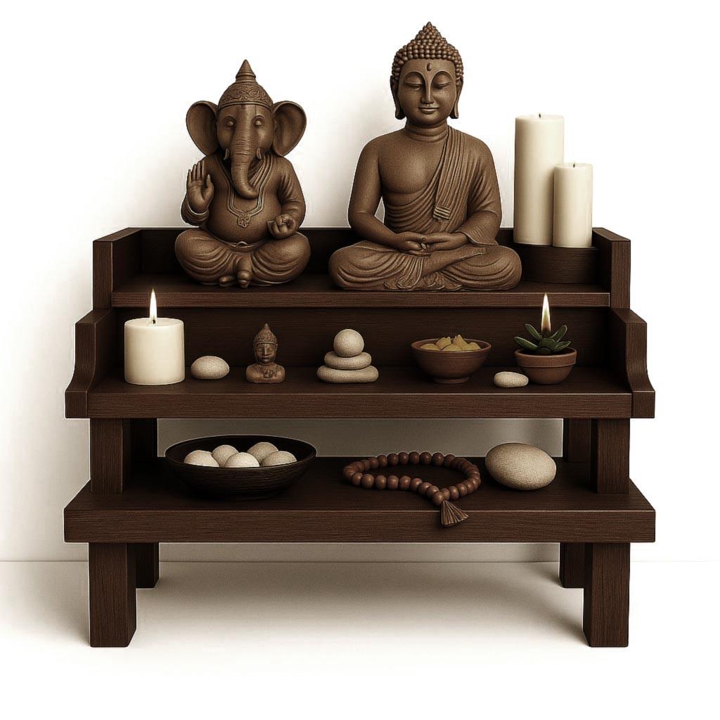 Алтарь для медитации из дерева Пуринам Капучино (ЛАТ-006409)