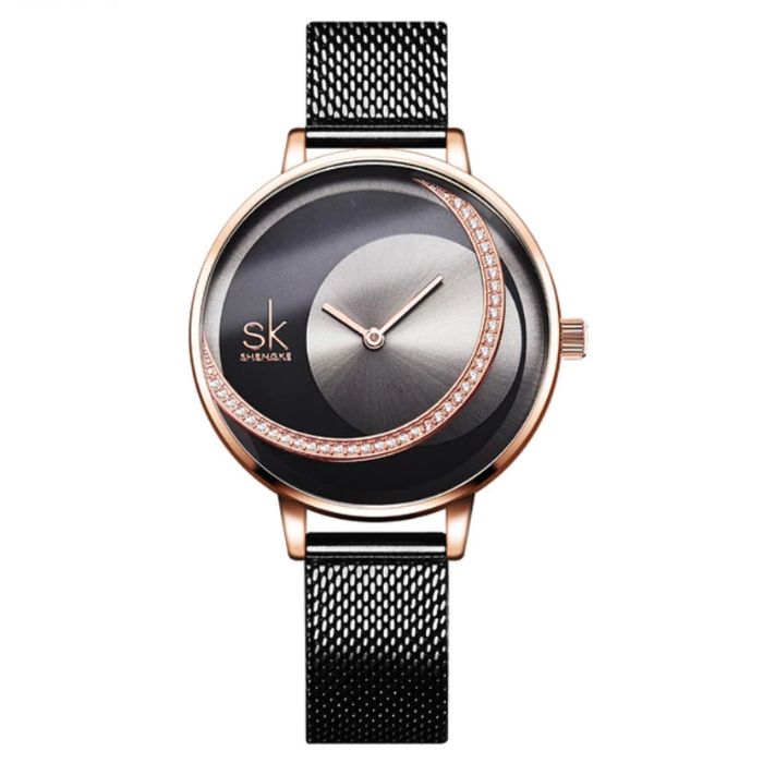 Часы наручные женские Shengke Metropol Black (1352)