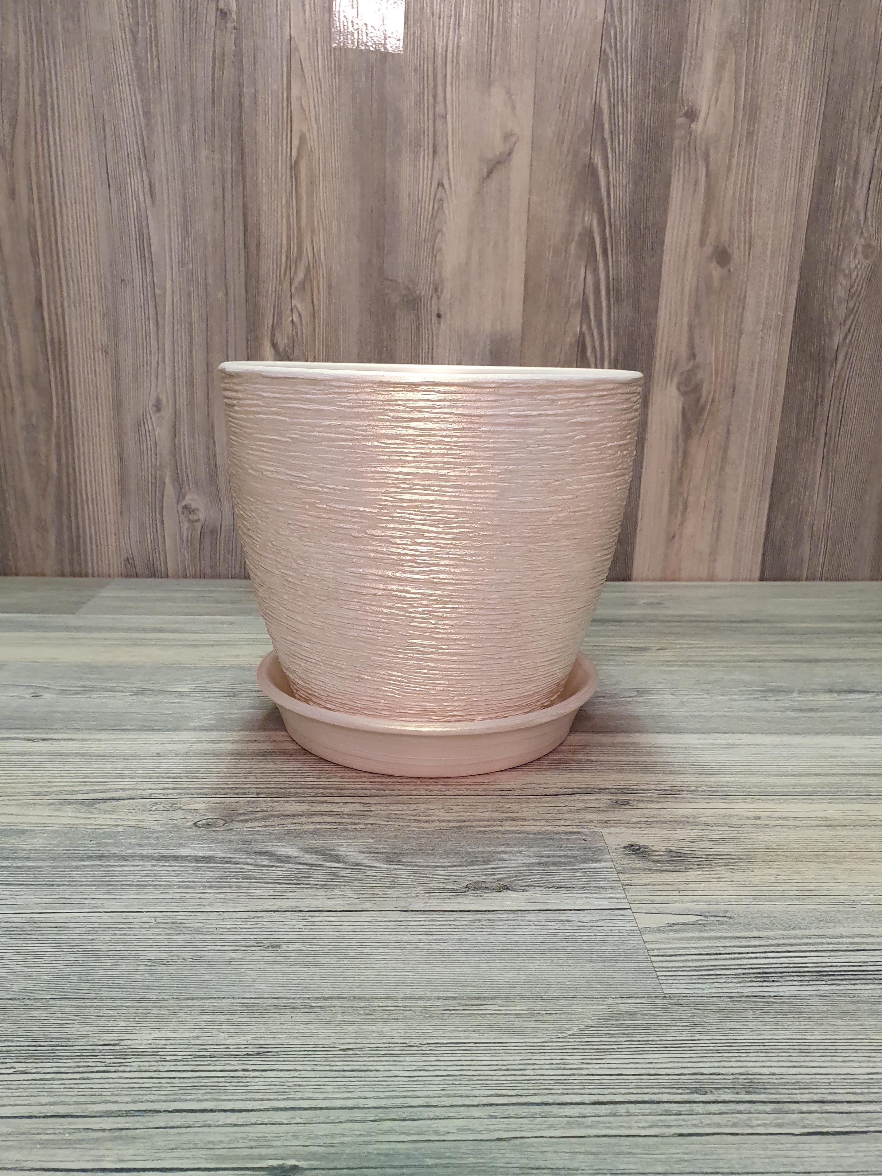 Горщик для рослин з піддоном 2,5 л Біло-золотий (5264) - фото 2