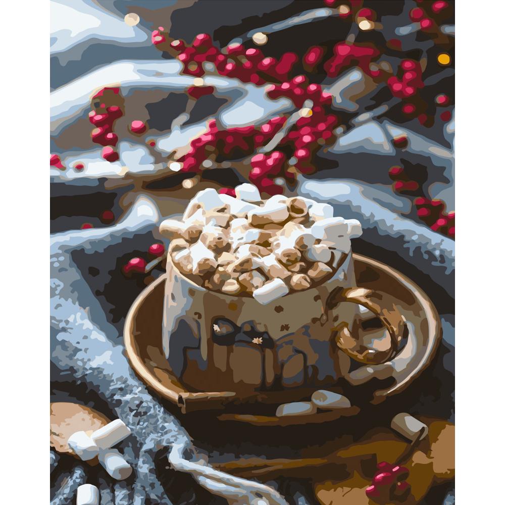 Картина за номерами Strateg Преміум Какао з маршмелоу 40х50 см (GS489)