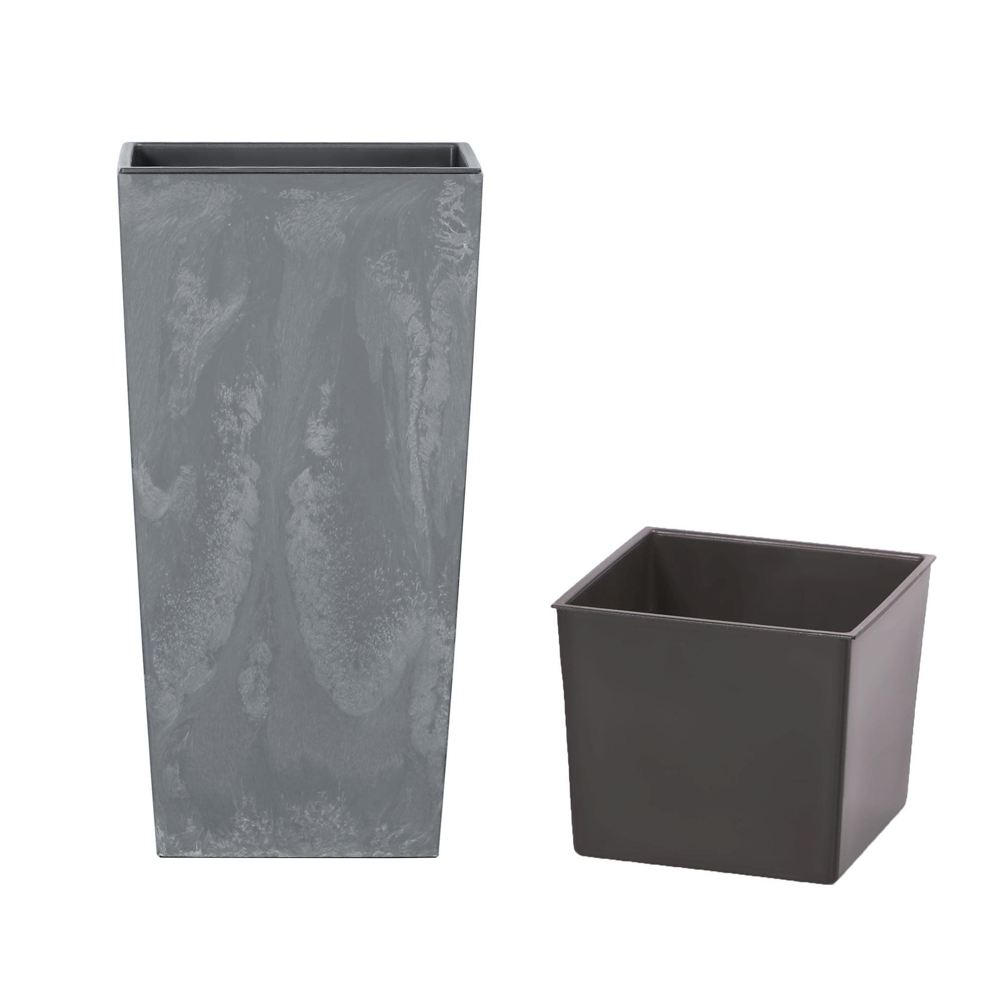 Горшок для цветов Prosperplast URBI SQUARE EFFECT 14х26 см квадратный с вкладышем маренго Мраморный (66176-425)