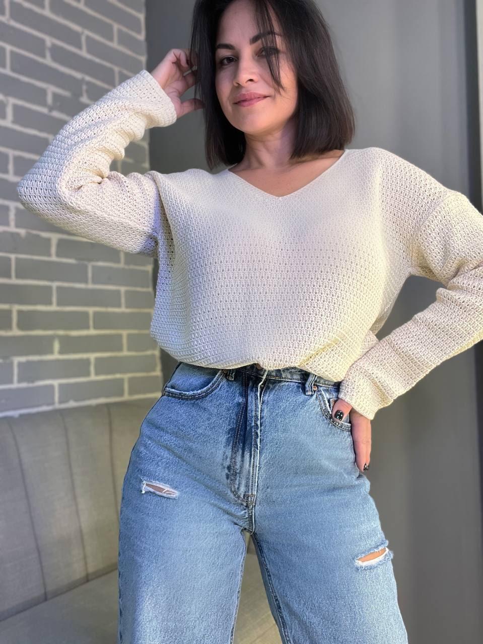 Джемпер жіночий MIX RAY 6770 светр мис ажурна в'язка OS Молочний (1106) - фото 7 Джемпер жіночий MIX RAY 6770 светр мис ажурна в'язка OS Молочний (1106) - фото 7