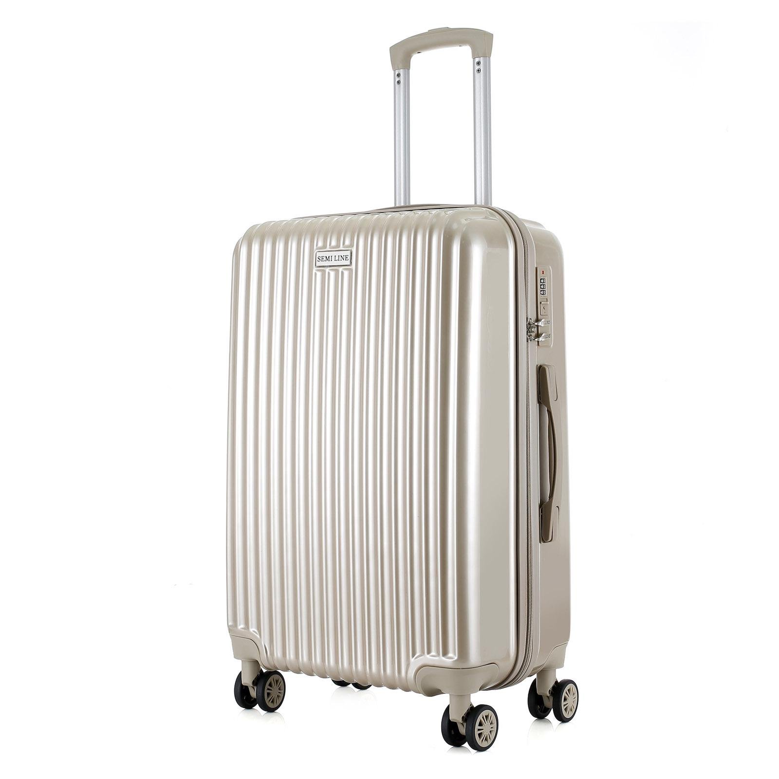Валіза SEMI LINE 24" T5954-2 66 л полікарбонат/ABS 4 спарені колеса алюмінієва ручка заглиблений кодовий замок M Gold