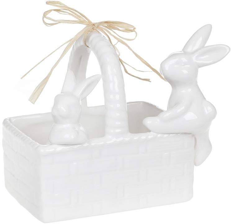 Конфетница декоративная Корзина с кроликами 15,8х10,8х12,5 см Белый (BD-733-322)