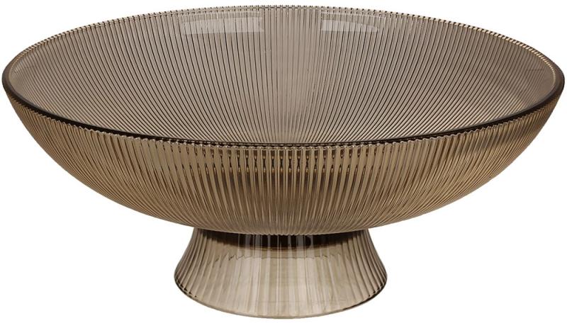 Фруктовница стеклянная Fleur 26х11 см на ноге Серый дымчатый