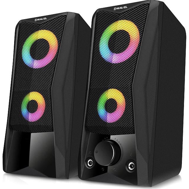 Акустическая мультимедийная система Real-el S-107 2.0 6 Вт RGB 3,5 мм mini Jack Black (656226)