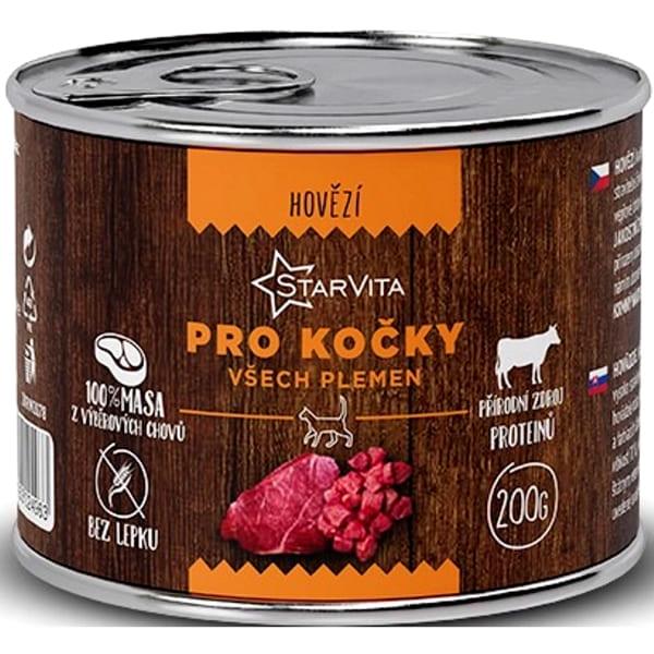 Корм для кошек влажный StarVita Говядина ж/б 200 г (23253291)
