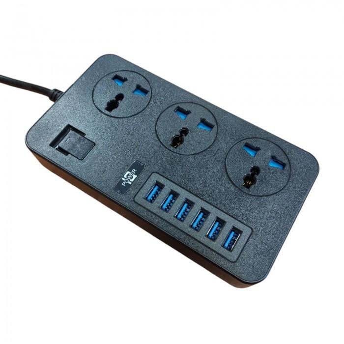 Удлинитель сетевой CP02 3 розетки 6 USB 3.1A 2 м 3000 Вт Черный (32406788) Удлинитель сетевой CP02 3 розетки 6 USB 3.1A 2 м 3000 Вт Черный (32406788)