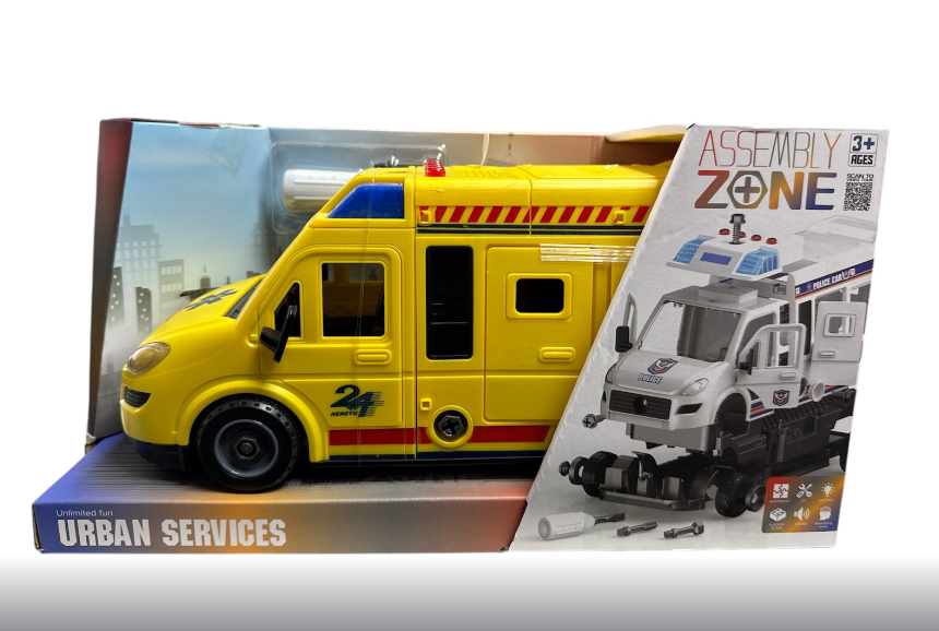 Машинка конструктор YW 8088 F мелодія звукові ефекти підсвічування інерційний механізм рухомі деталі викрутка та насадки в коробці