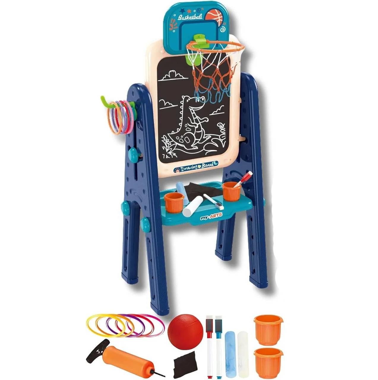 Мольберт дитячий двосторонній OLEOCA 4в1 з магнітною дошкою/крейдяною дошкою та набором аксесуарів (OLEO41)