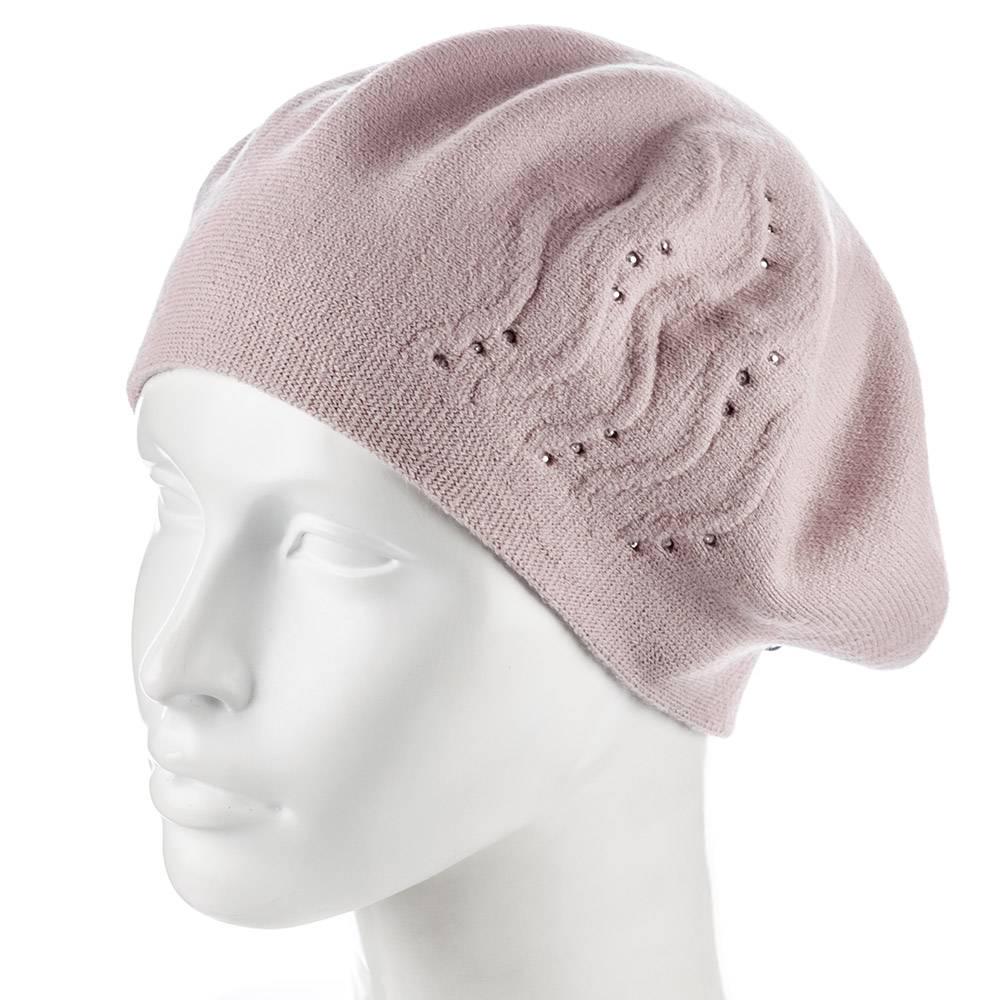 Берет женский Zolly ZH215 двойной тонкой вязки Светло-пудровый