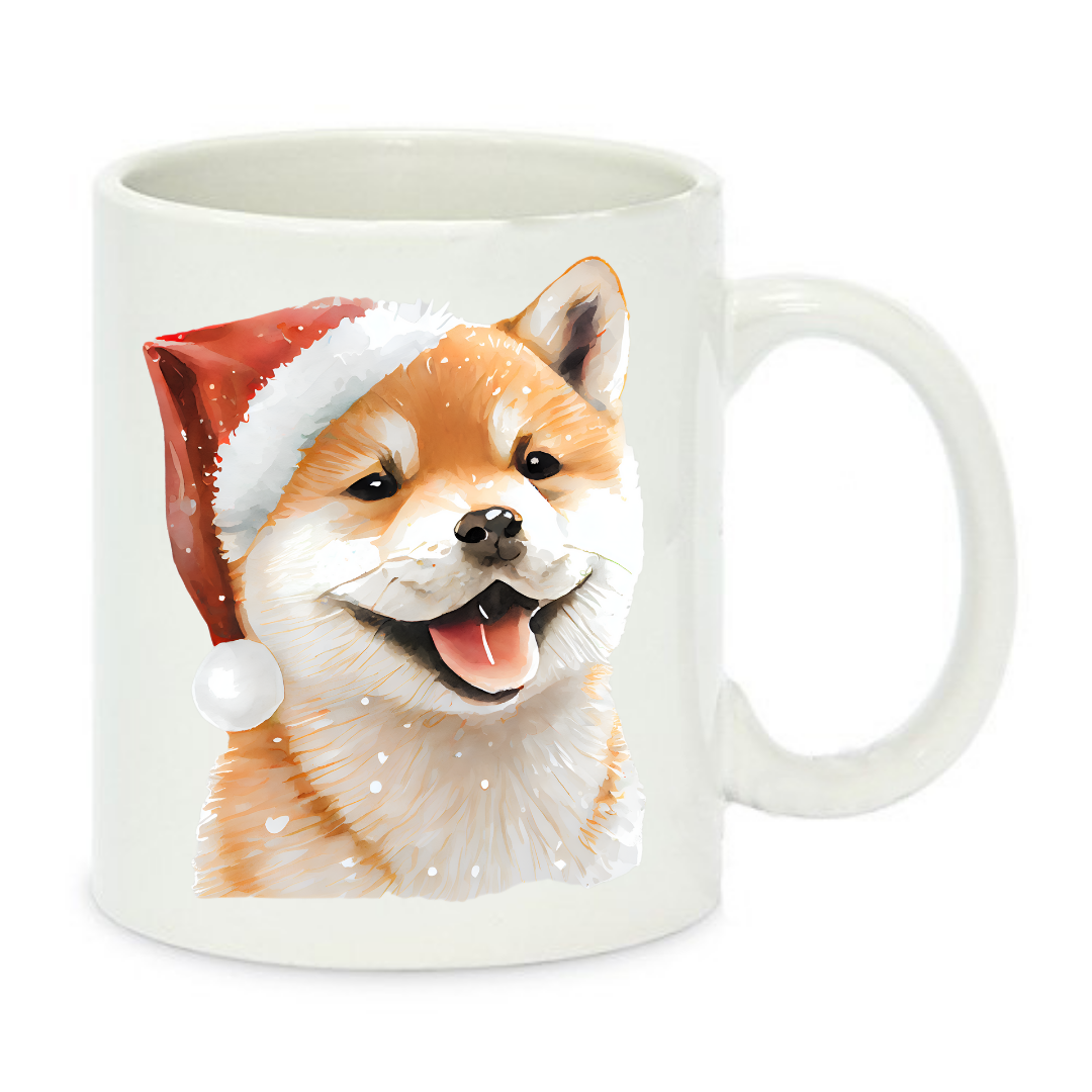 Чашка с принтом Праздничная собачка 330 мл Белый (001211)