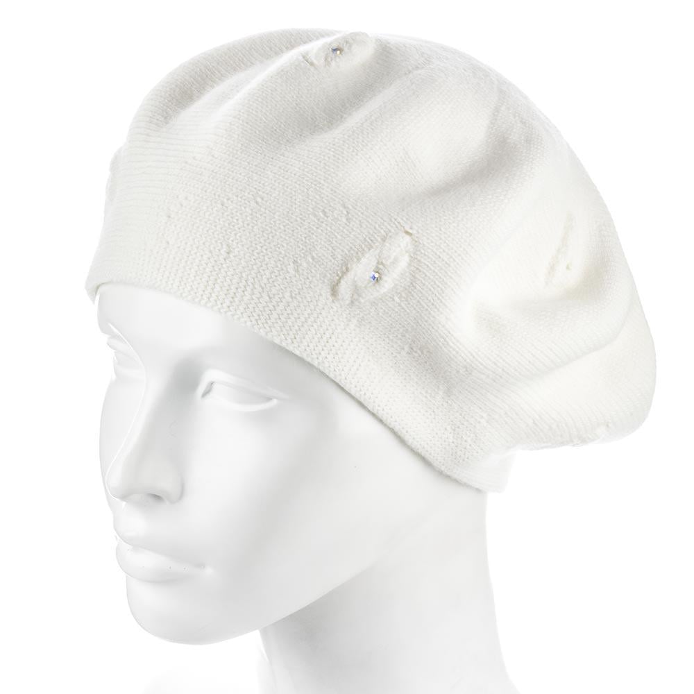 Берет Zolly ZH250 шерстяной мелкой вязки Молочный