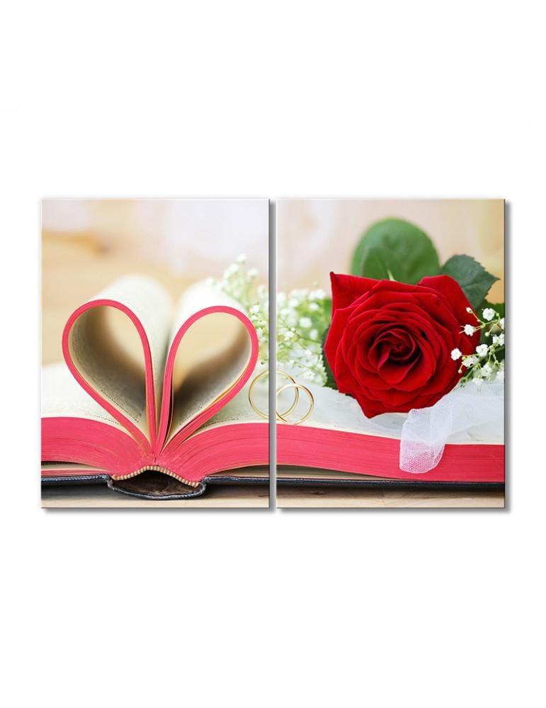 Картина модульная Роза и обручальные кольца 2 модуля 90x135 см Картина модульная Роза и обручальные кольца 2 модуля 90x135 см