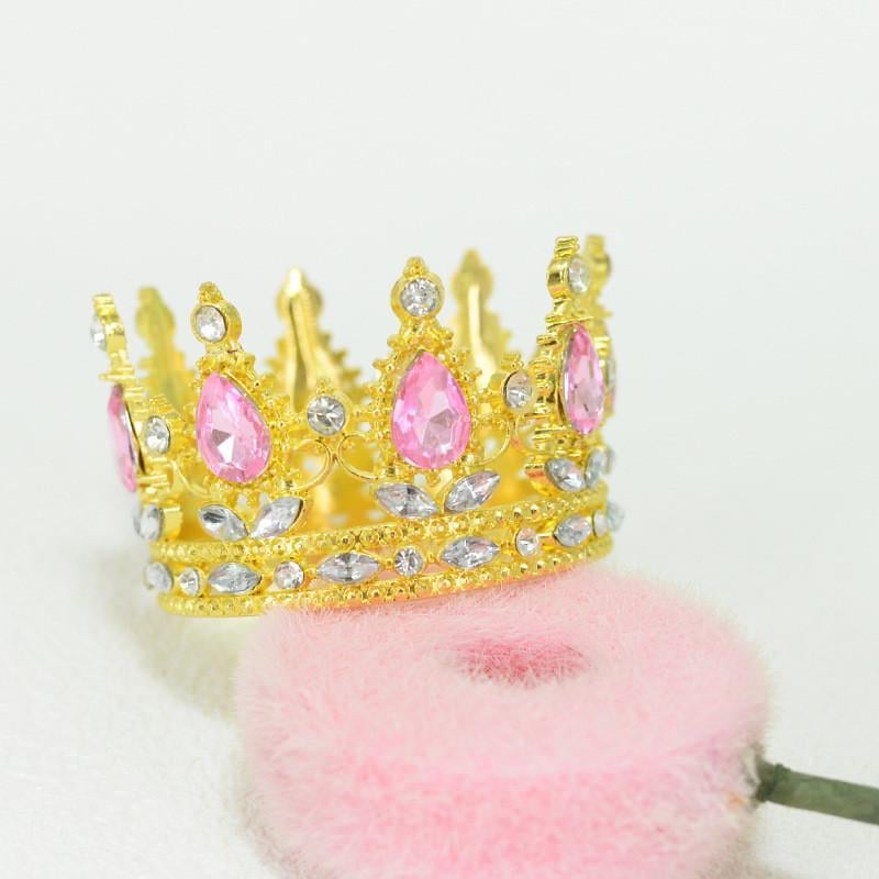 Топпер на торт Корона европейской королевы d 6 см Золотой/Розовый (2572305929)