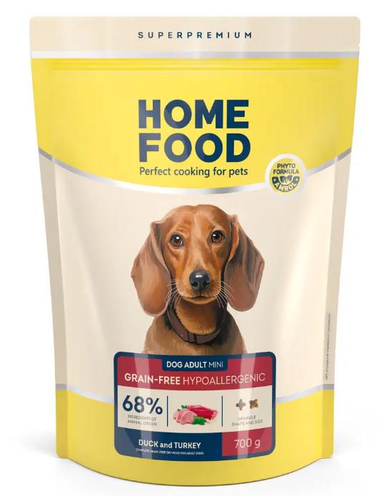 Корм сухий для дорослих собак малих порід Home Food Качка та індичка беззерновий/гіпоалергенний 700 г (00-00028886)