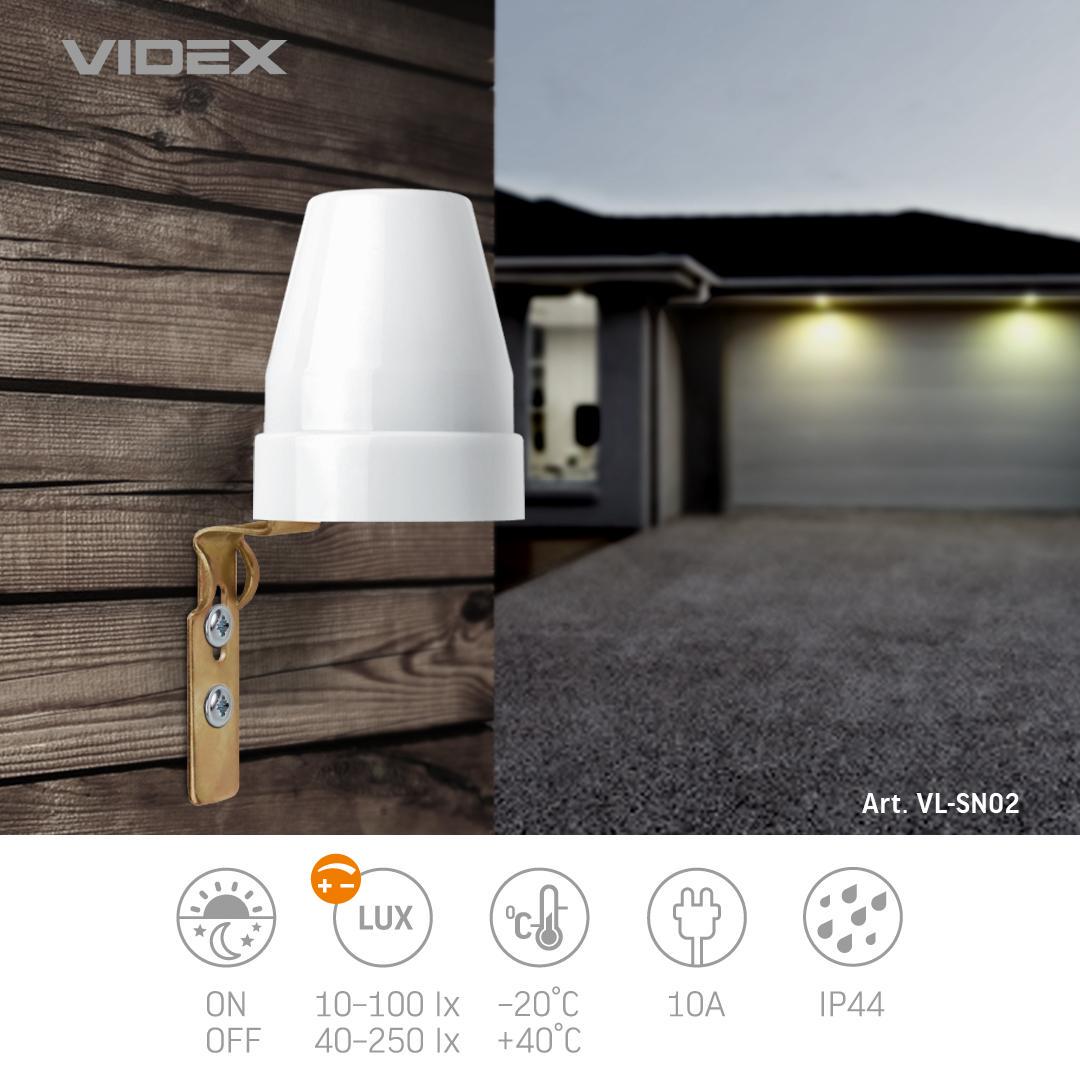 Датчик освещенности фотометрический Videx VL-SN02 10A Белый (25887) - фото 3