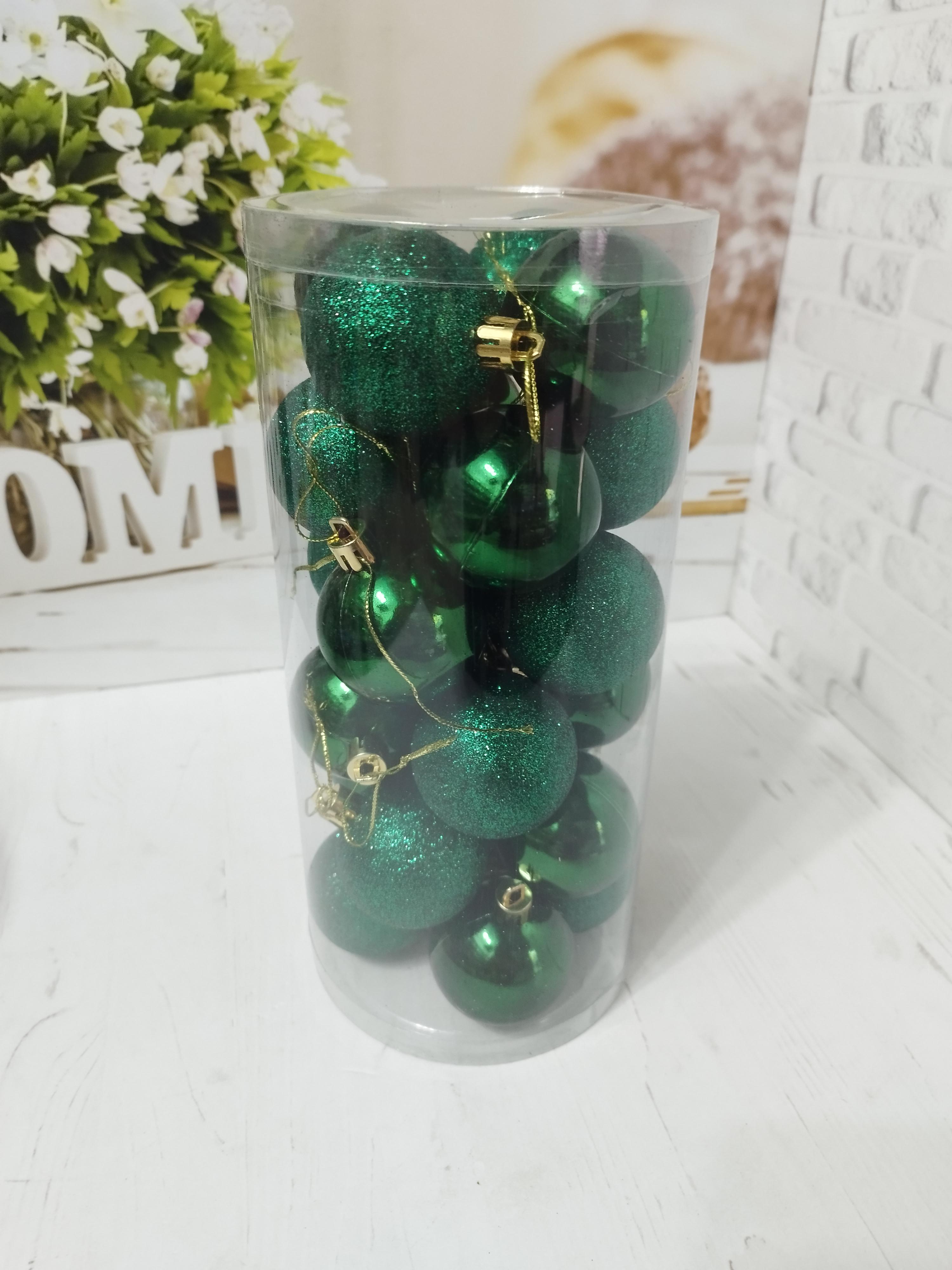 Набор новогодних шаров на елку RK-9005-11 пластиковых 24 шт. 5 см Зеленый (RK-9005-11)